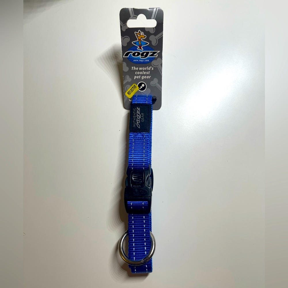 NWT Rogz Reflective Dog Collar Large, Adjustable from 13-22 inches, Blue - Picture 1 of 7
